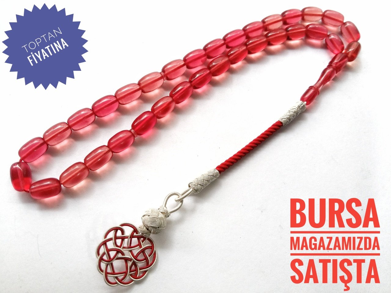 Kazaz Püsküllü Sıkma Kehribar Tesbih