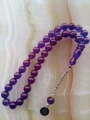 925 Ayar Gümüş Püsküllü Özel İşçilikli Atölye Yapımı Küre Kesim Ateş Kehribar Tesbih