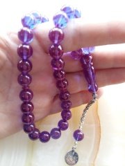 925 Ayar Gümüş Püsküllü Özel İşçilikli Atölye Yapımı Küre Kesim Ateş Kehribar Tesbih