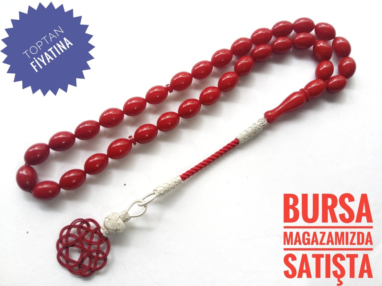 Kazaz Püsküllü Sıkma Kehribar Tesbih