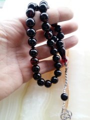 925 Ayar Gümüş Püsküllü Özel İşçilikli Atölye Yapımı Küre Kesim Hareli Sıkma Kehribar Tesbih