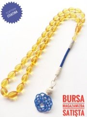 Beyzi Kesim Kazaz Püsküllü Sıkma Kehribar Tesbih