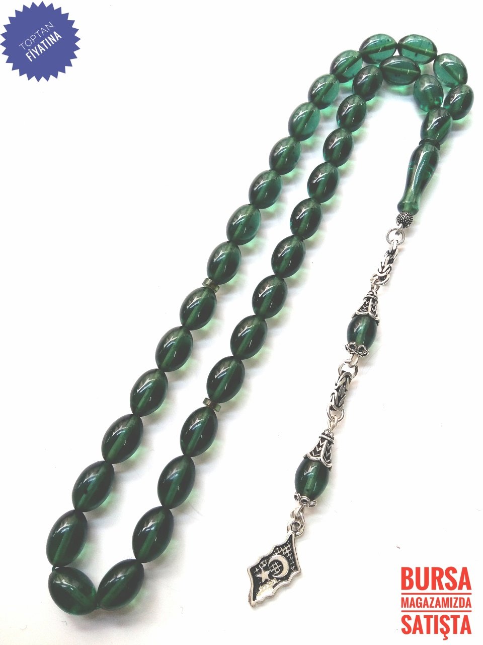 925 Ayar Gümüş Sıkma Kehribar Tesbih