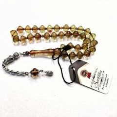 Gümüş Kaplama Alpaka Püsküllü İstanbul Kesim Sıkma Kehribar Tesbih