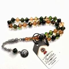 Gümüş Kaplama Alpaka Püsküllü İstanbul Kesim Sıkma Kehribar Tesbih