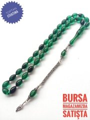 925 Ayar Gümüş Püsküllü Hareli Sıkma Kehribar Tesbih