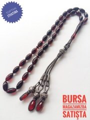 Kazaz Püsküllü Hareli Sıkma Kehribar Tesbih