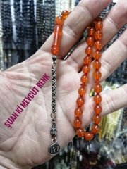 925 Ayar Gümüş Püsküllü Sıkma Kehribar Tesbih