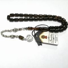 Gümüş Kaplama Alpaka Püsküllü Kapsül Kesim Sıkma Kehribar Tesbih