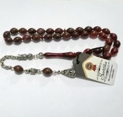 Gümüş Kaplama Alpaka Püsküllü Ferdi Güven işçilikli Tombul Beyzi Kesim Sıkma Kehribar Tesbih