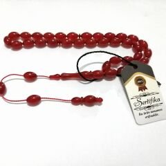 Sistem Püsküllü Beyzi Kesim Sıkma Kehribar Tesbih