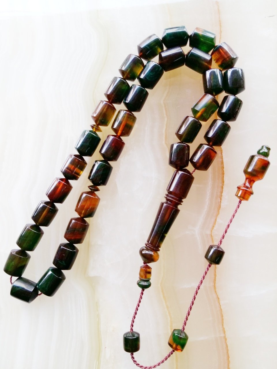 Sistemli Imamesi İşçilikli Kolleksiyonluk özel İşçilikli Atölye Yapımı Hareli Sıkma Kehribar Tesbih