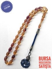 Kazaz Püsküllü Hareli İmamesi Özel Yapım Sıkma Kehribar Tesbih