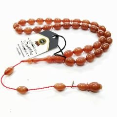 Sistem Püsküllü Alman Förmüllü Beyzi Kesim Sıkma Kehribar Tesbih