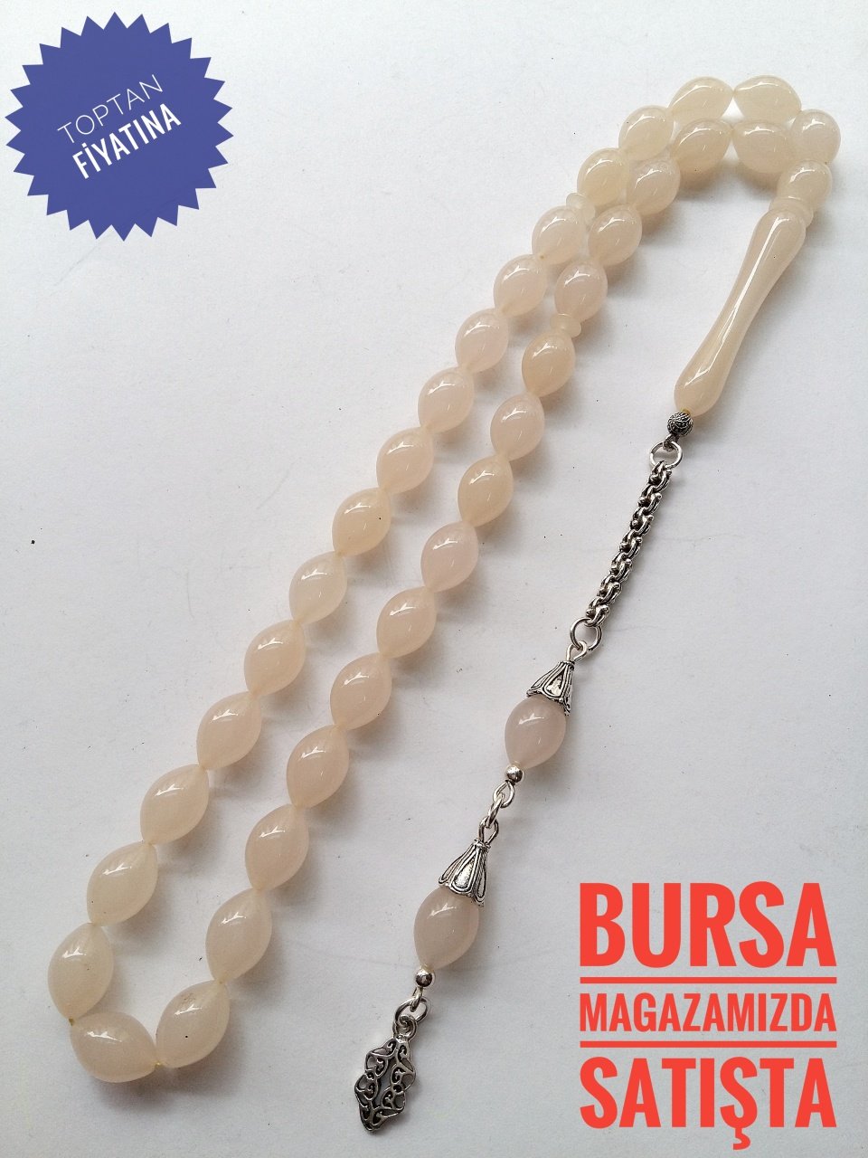 925 Ayar Gümüş Püsküllü Bukalemun Sıkma Kehribar Tesbih