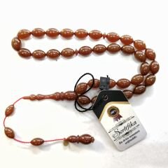 Sistem Püsküllü Alman Förmüllü Beyzi Kesim Sıkma Kehribar Tesbih