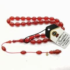 Sistem Püsküllü Alman Förmüllü Beyzi Kesim Sıkma Kehribar Tesbih