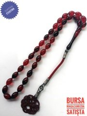 Kazaz Püsküllü Hareli Sıkma Kehribar Tesbih