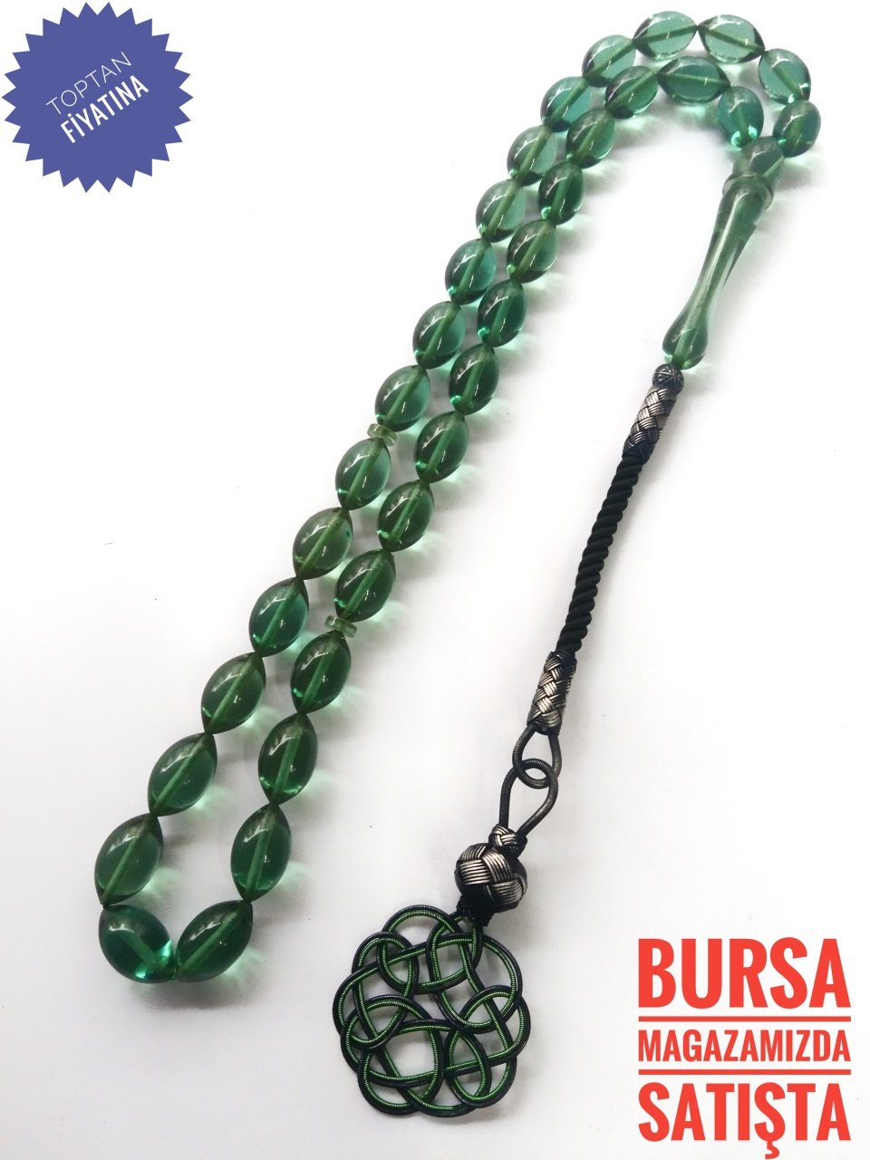 Kazaz Püsküllü Sıkma Kehribar Tesbih