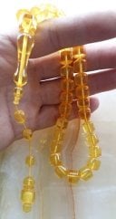 Sistem Püsküllü Özel İşçilikli Atölye Yapımı Uçlu Kapsül Kesim Ateş Kehribar Tesbih