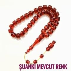 Sistem Püsküllü Özel İşçilikli Atölye Yapımı Uçlu Kapsül Kesim Ateş Kehribar Tesbih