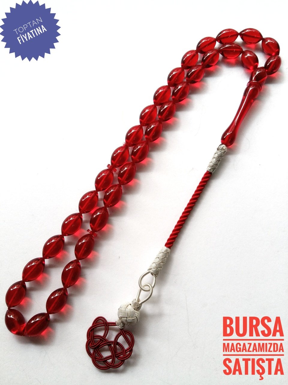 Kazaz Püsküllü Sıkma Kehribar Tesbih