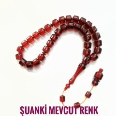 Sistem Püsküllü Özel İşçilikli Atölye Yapımı Uçlu Kapsül Kesim Ateş Kehribar Tesbih