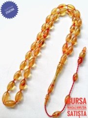 Usta Yapımı Koleksiyonluk Beyzi Kesim Sıkma Kehribar Tesbih