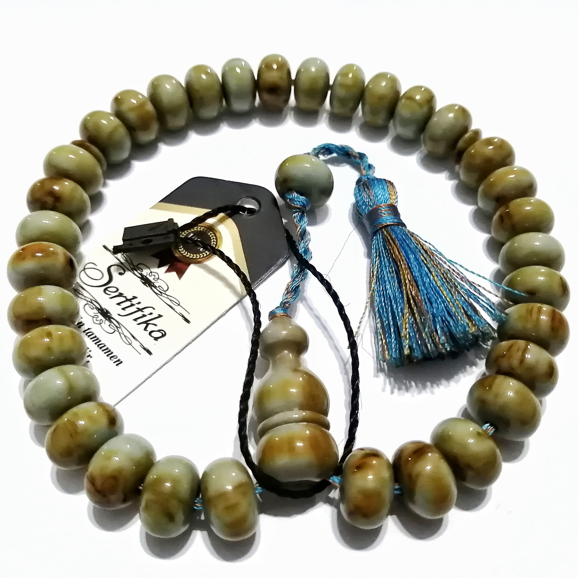 Gümüş Kaplama Alpaka Püsküllü Basık Kesim Katalin Tesbih