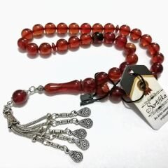 Alpaka Püsküllü Küre Kesim Hareli Sıkma Kehribar