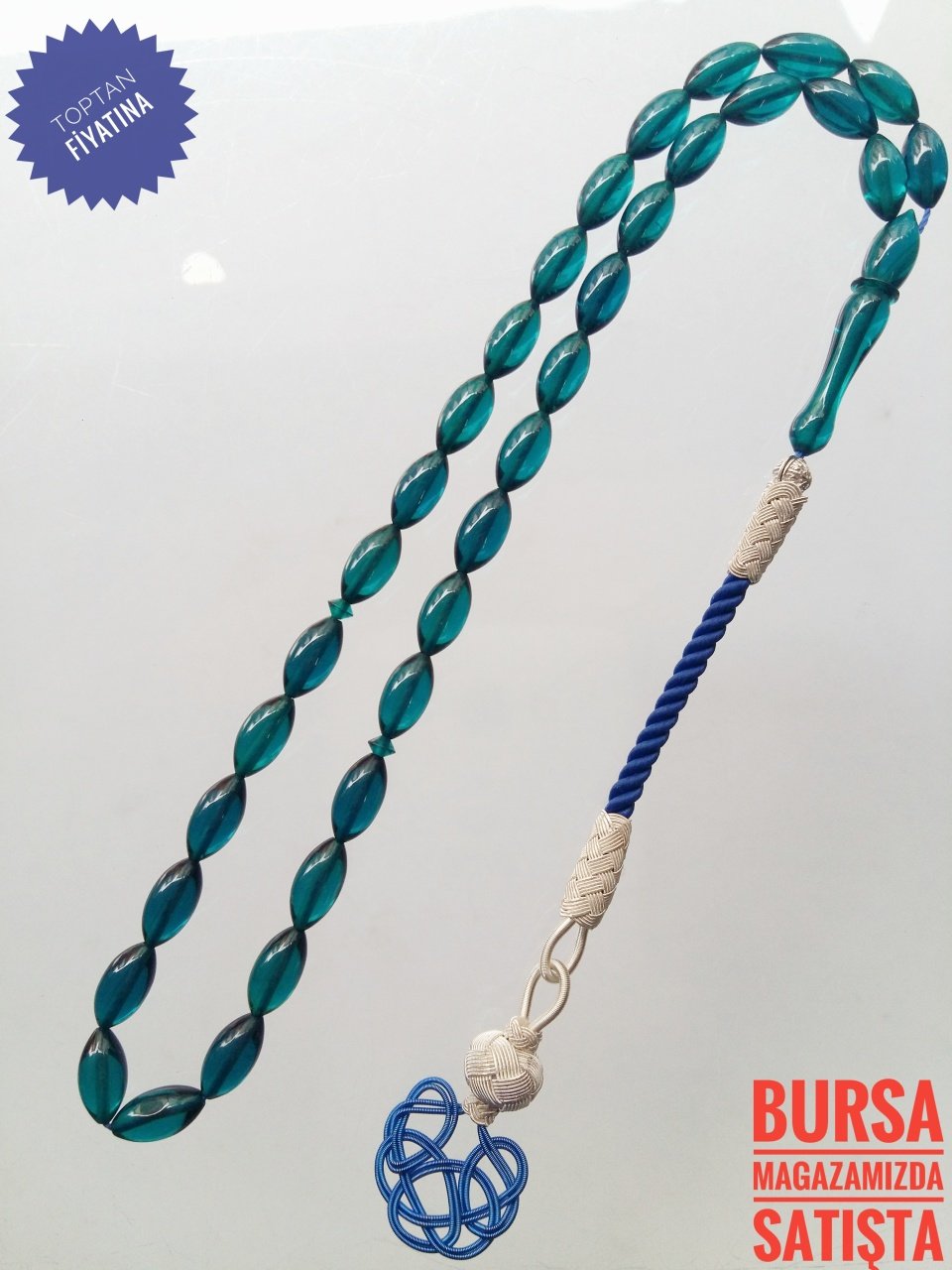 Kazaz Püsküllü Sıkma Kehribar Tesbih