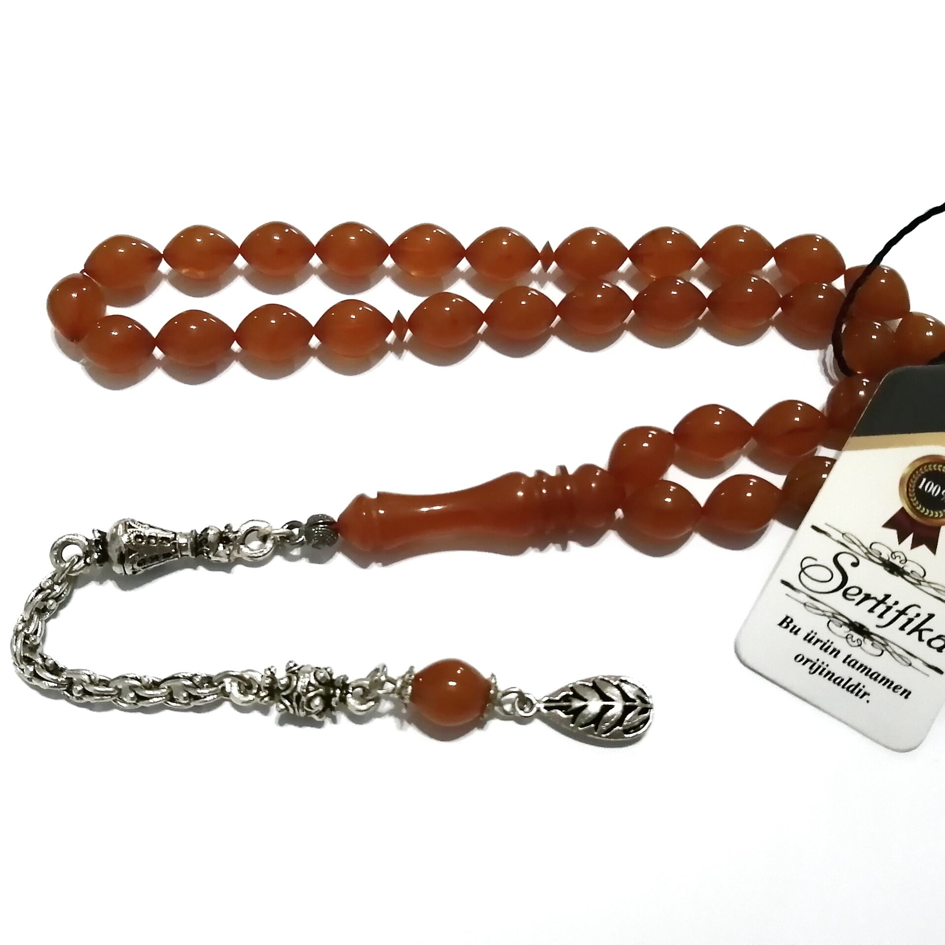 Gümüş Kaplama Alpaka Püsküllü Beyzi Kesim Sıkma Tesbih