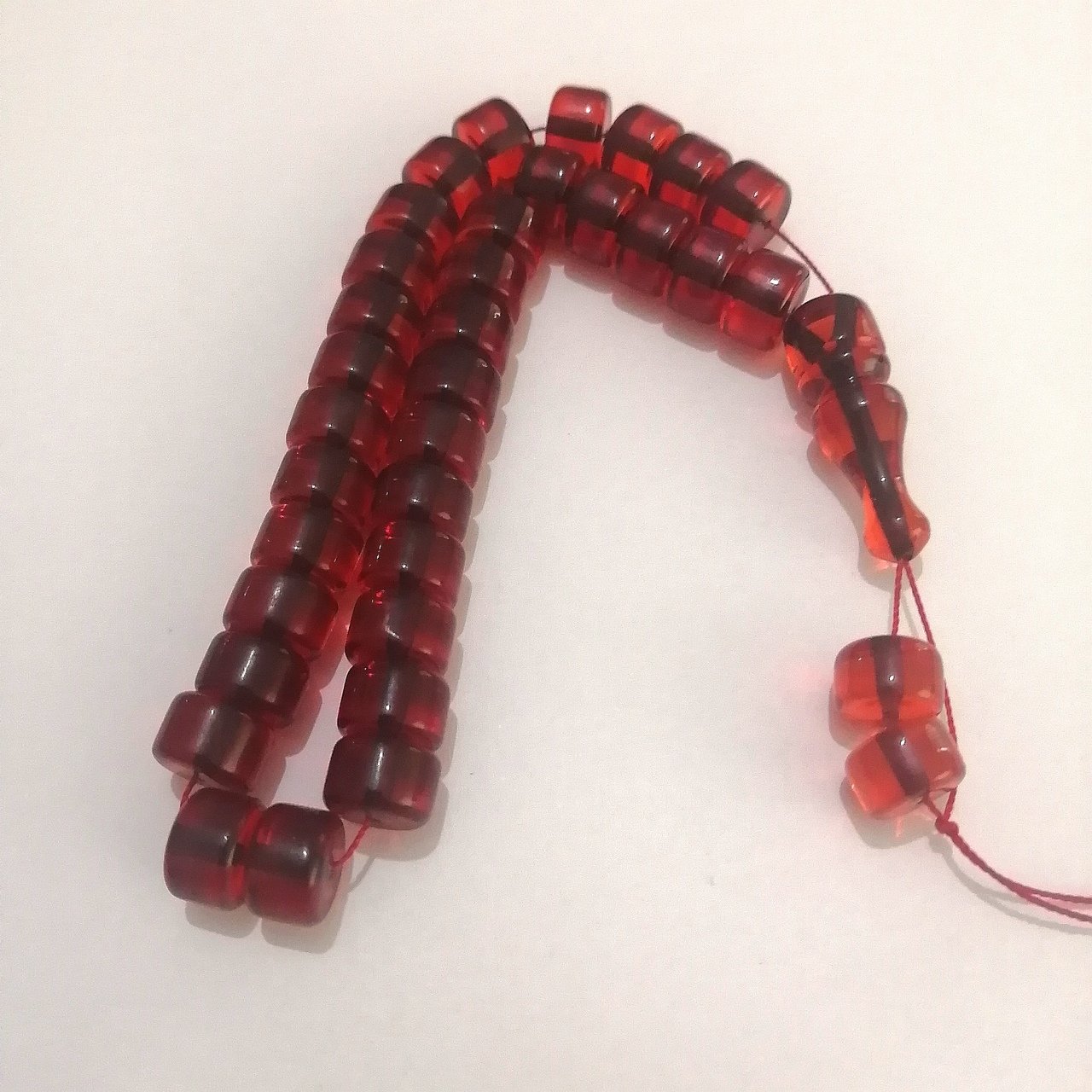 Tekerlek Kesim Kırmızı Ateş Kehribar Tesbih