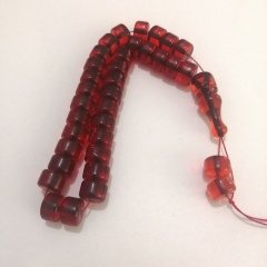 Tekerlek Kesim Kırmızı Ateş Kehribar Tesbih