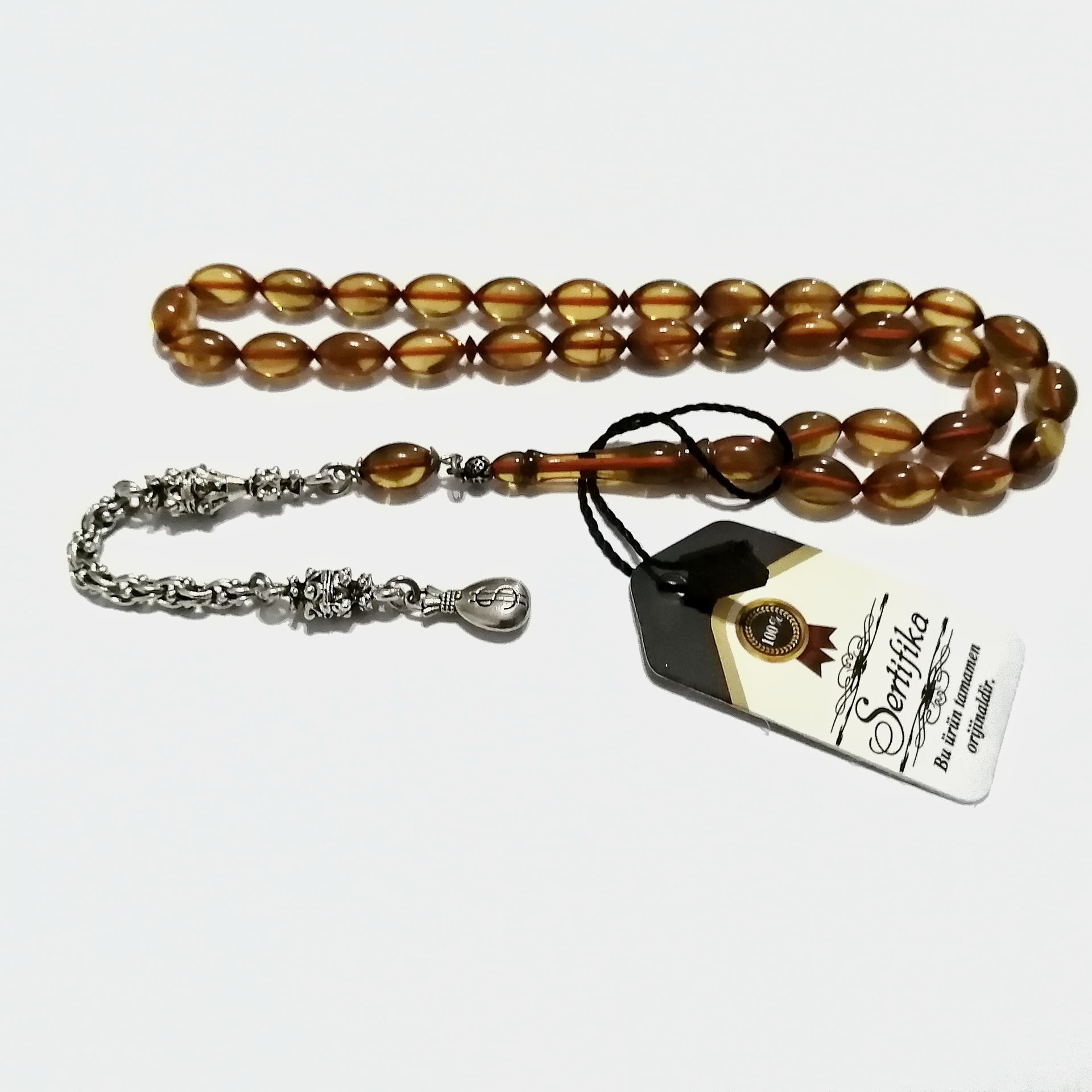 Gümüş Kaplama Alpaka Püsküllü Beyzi Kesim Sıkma Tesbih