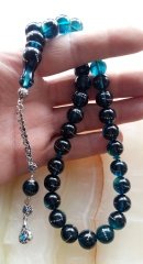 925 Ayar Gümüş Püsküllü Özel İşçilikli 925 Ayar Gümüş işlemeli Küre Kesim Ateş Kehribar Tesbih