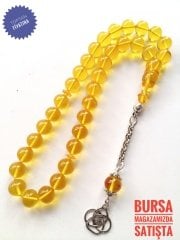 925 Ayar Gümüş Püsküllü Sıkma Kehribar Tesbih