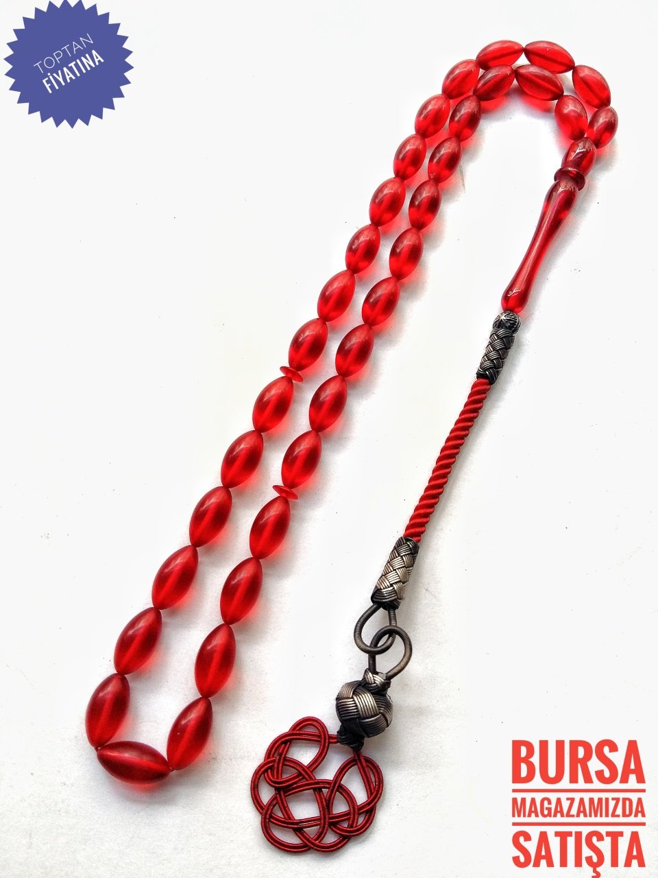 Çektikçe Parlayacak Kazaz Püsküllü Kırmızı Sıkma Kehribar Tesbih