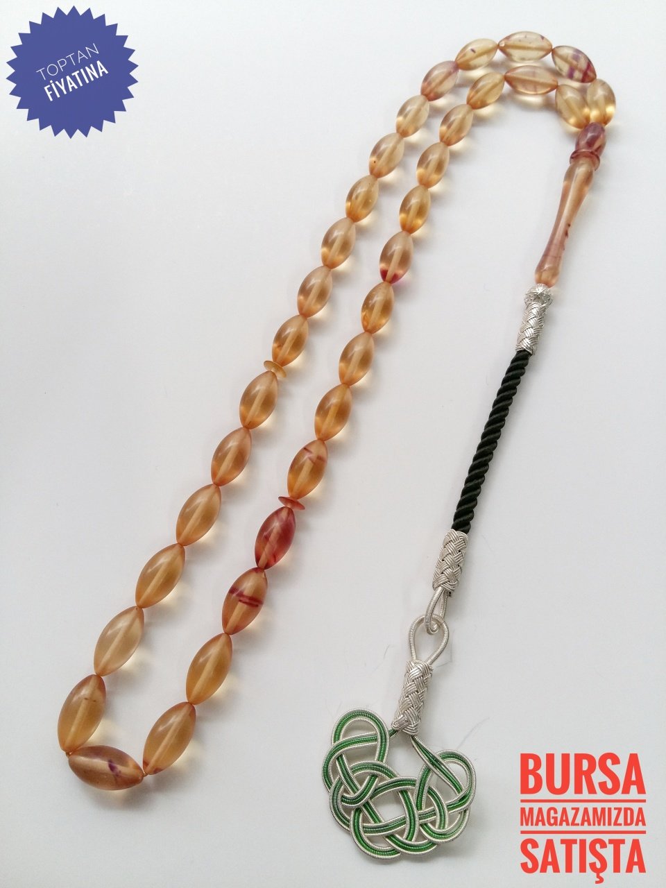 Çektikçe Parlayacak Kazaz Püsküllü Hareli Sıkma Kehribar Tesbih