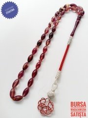 Çektikçe Parlayacak Hareli Kazaz Püsküllü Sıkma Kehribar Tesbih