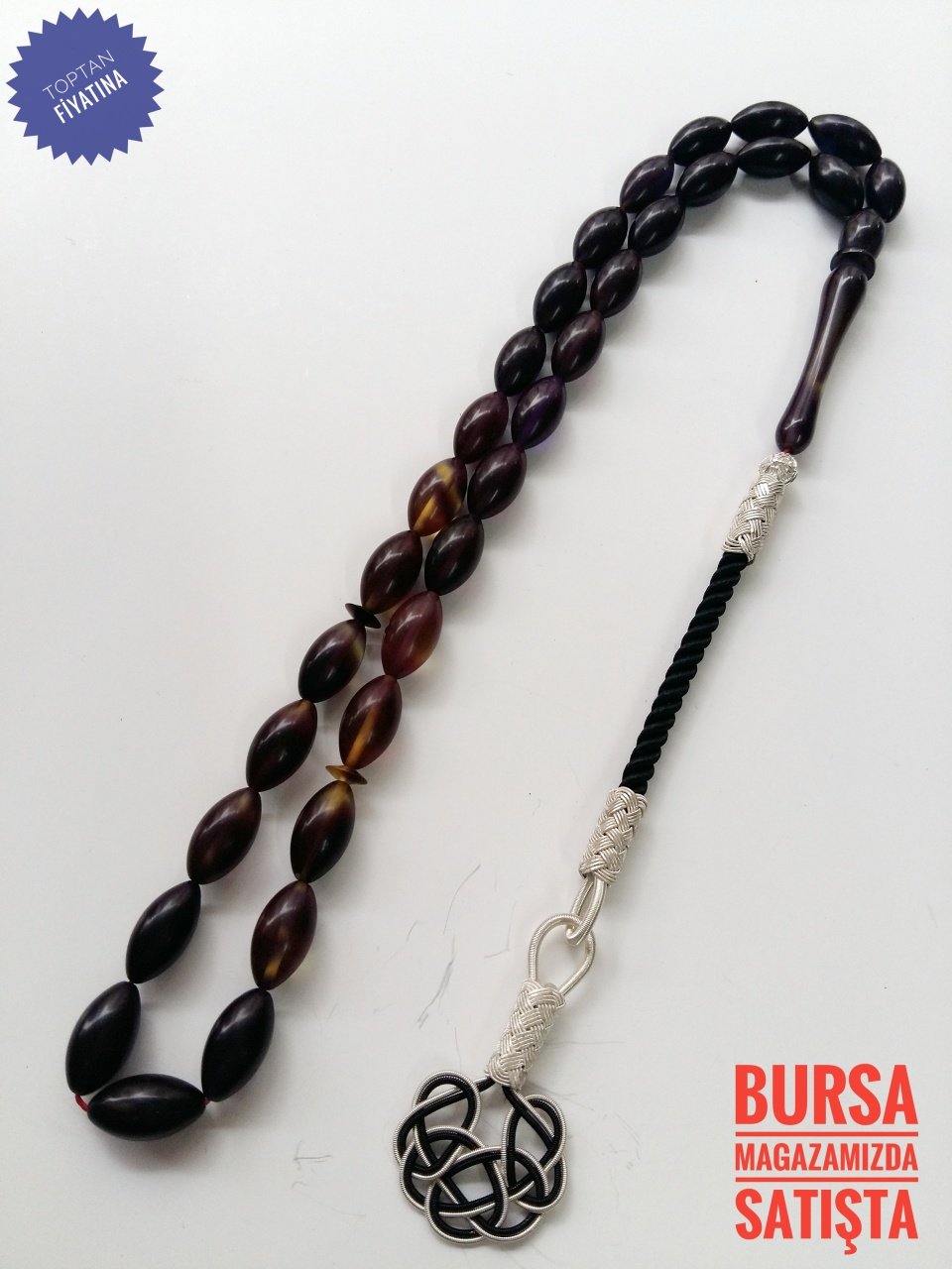 Çektikçe Parlayacak Hareli Kazaz Püsküllü Sıkma Kehribar Tesbih