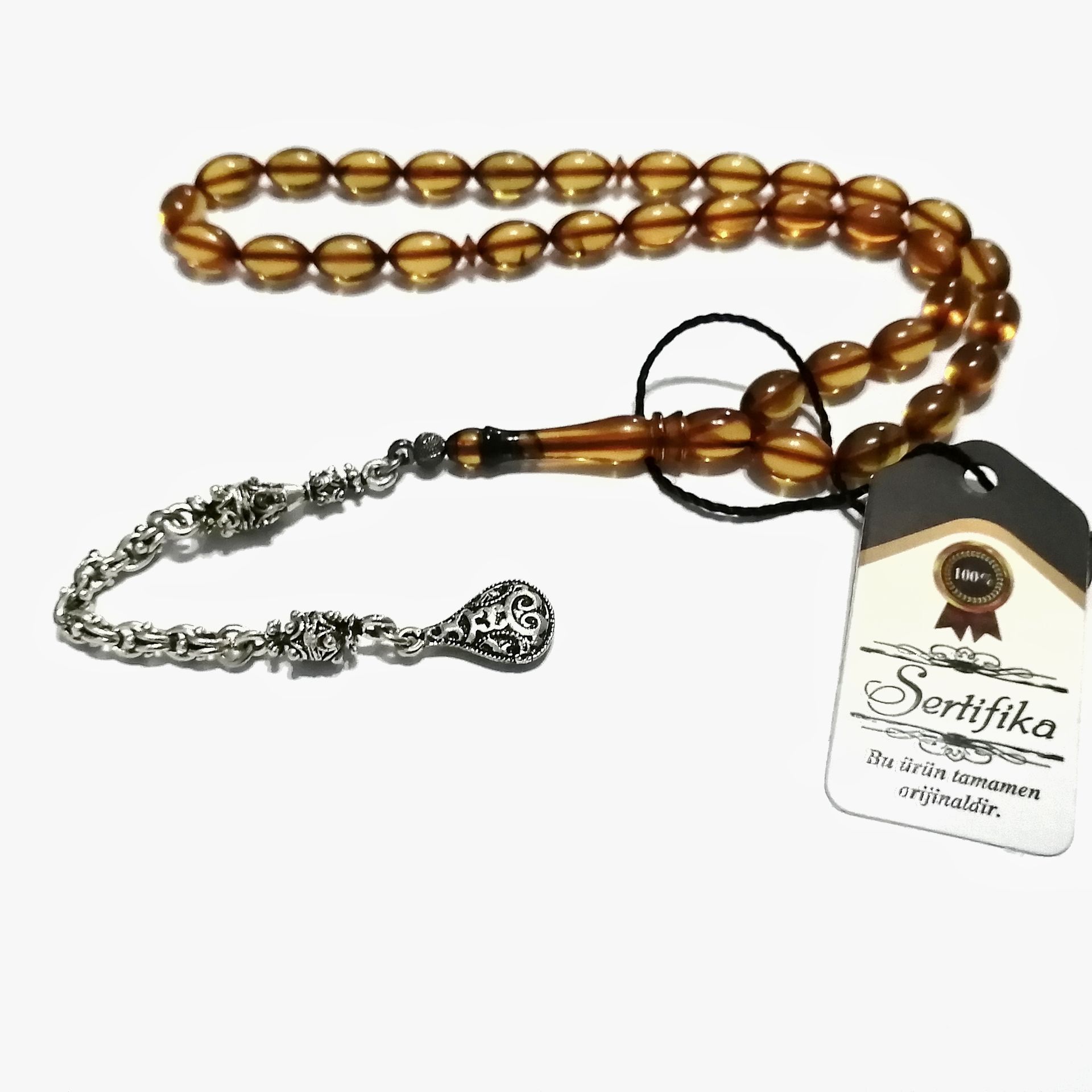 Gümüş Kaplama Alpaka Püsküllü Beyzi Kesim Sıkma Tesbih