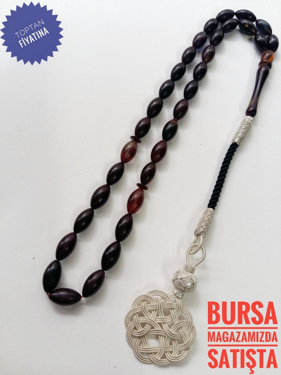 Çektikçe Parlayacak Hareli Kazaz Püsküllü Sıkma Kehribar Tesbih