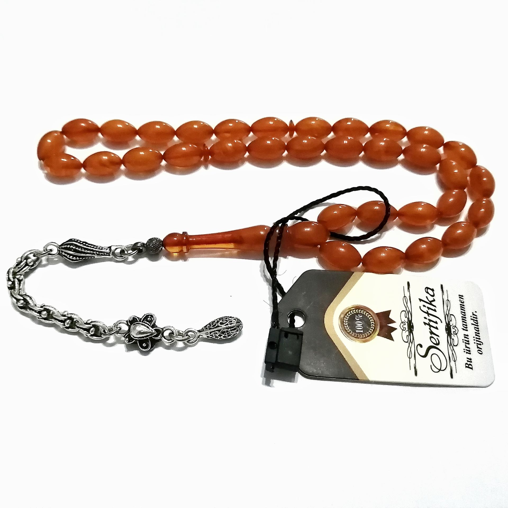 Gümüş Kaplama Alpaka Püsküllü Beyzi Kesim Sıkma Tesbih