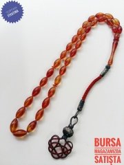 Çektikçe Parlayacak Hareli Kazaz Püsküllü Sıkma Kehribar Tesbih