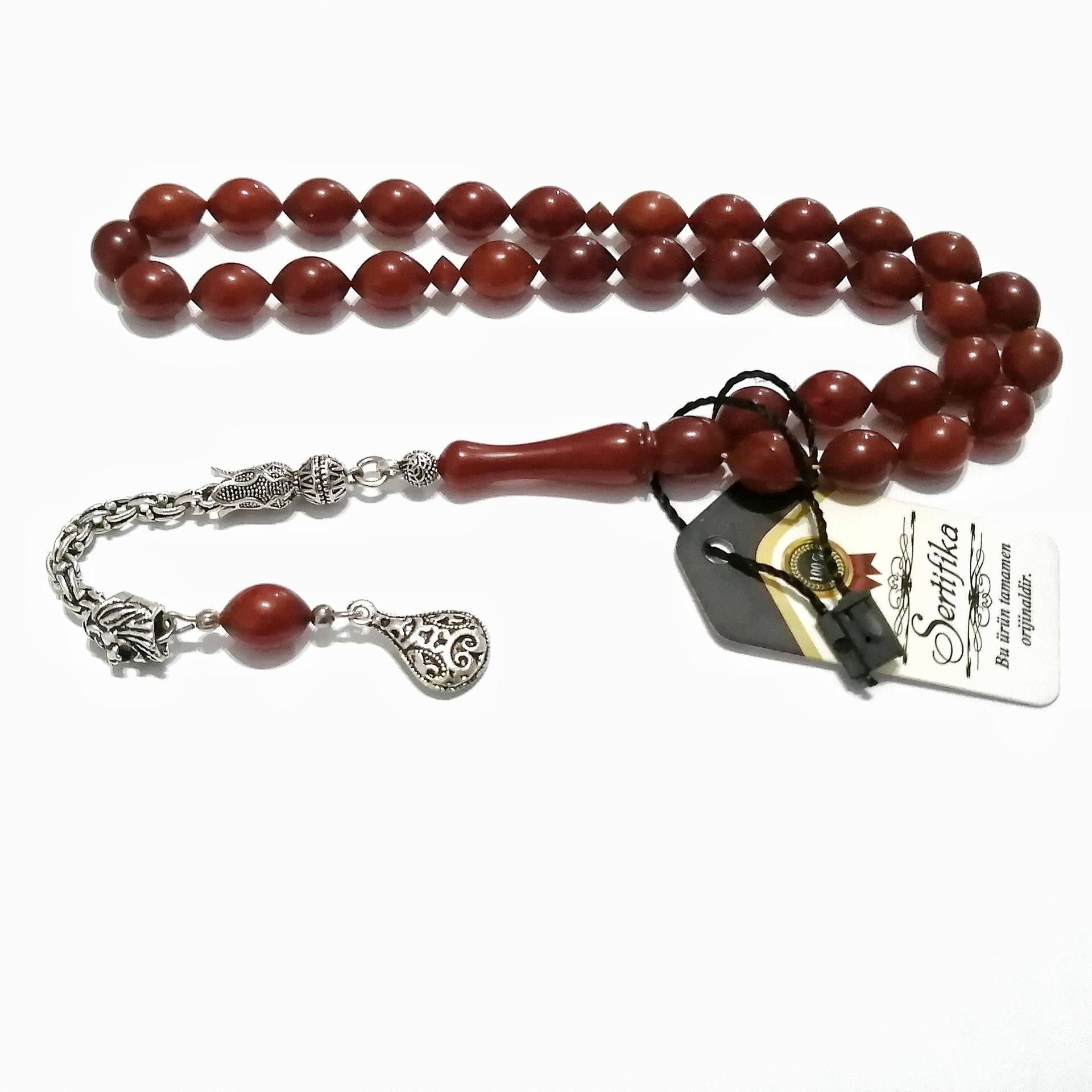 Gümüş Kaplama Alpaka Püsküllü Tombul Beyzi Kesim Sıkma Tesbih