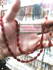 Usta Yapımı Koleksiyonluk Beyzi Kesim Sıkma Kehribar Tesbih