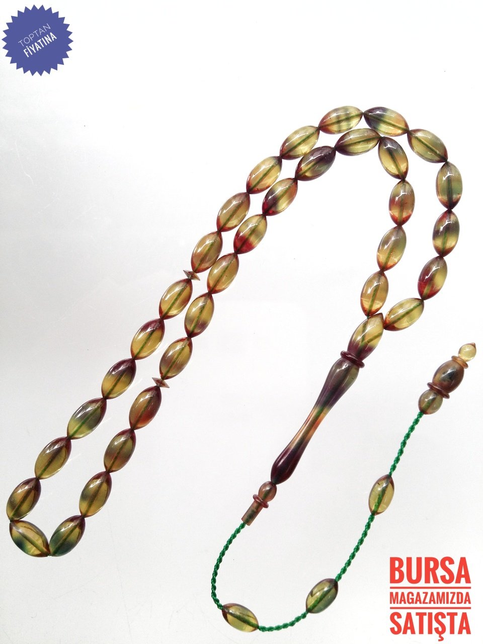 Usta Yapımı Koleksiyonluk Beyzi Kesim Hareli Sıkma Kehribar Tesbih