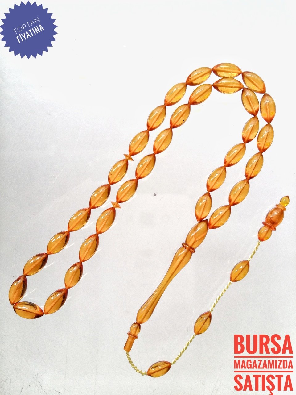 Usta Yapımı Koleksiyonluk Beyzi Kesim Sıkma Kehribar Tesbih