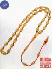 Usta Yapımı Koleksiyonluk Beyzi Kesim Hareli Sıkma Kehribar Tesbih